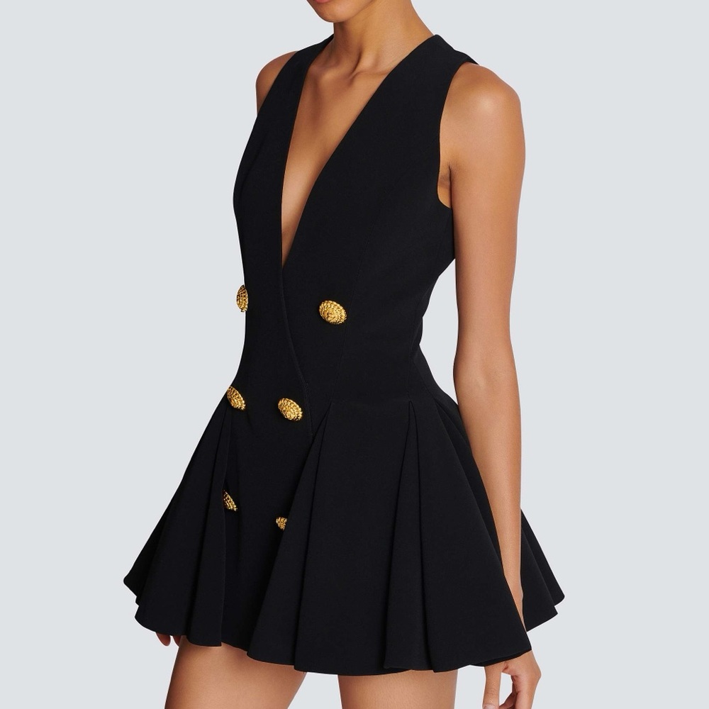 Balmain Mini Dress with Gold Buttons